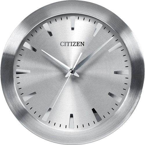 Citizen Wall Clock w/Gray Dial in Brushed Silver-Tone Frame