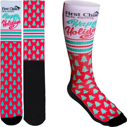 Women's Full Color Crew Promo Socks with Black Bottom