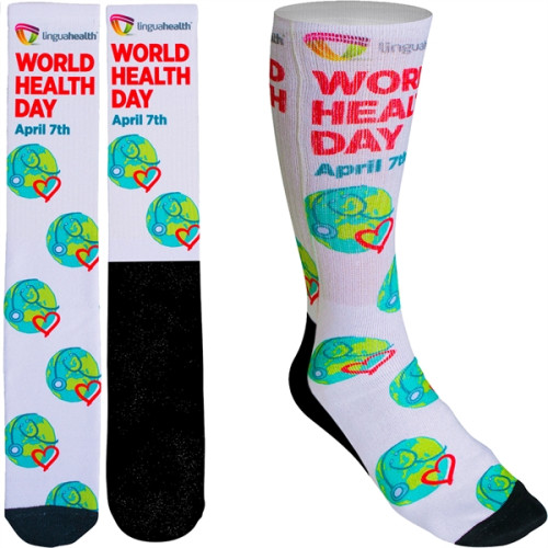 Women's Full Color Crew Promo Socks with Black Bottom