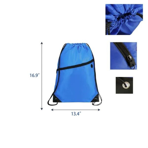 Drawstring Sports Pack With Front Zipper W/Grommet