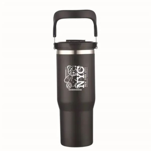 30 oz. Double Wall Tumbler with Flip Straw and Ergonomic Han