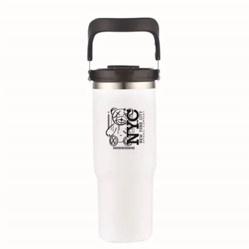 30 oz. Double Wall Tumbler with Flip Straw and Ergonomic Han
