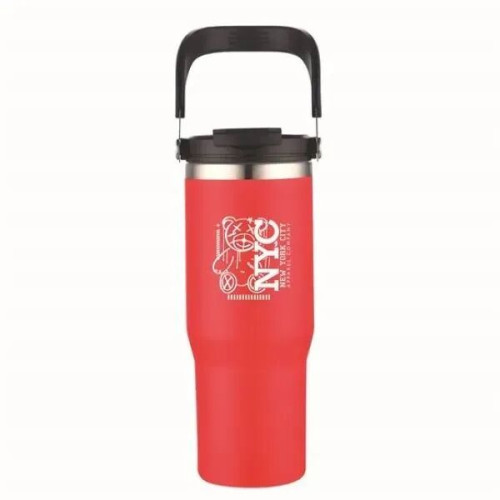 30 oz. Double Wall Tumbler with Flip Straw and Ergonomic Han