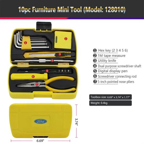 HandyPro 10pc Mini Furniture Tool Set with Hex Keys, Utility