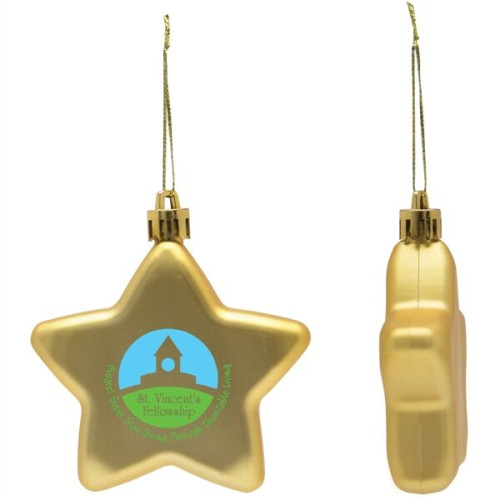 Shatter Resistant Flat Star Holiday Christmas Tree Ornament