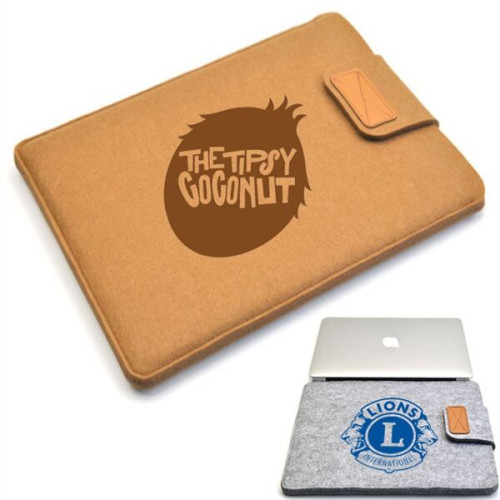 Felt Laptop Sleeve w/ Flip Top Closure Custom Tech Bags