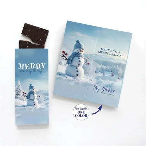 Foil-Stamped Stock Snowman Cards with Caramel Chocolate Bar