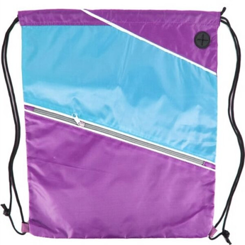 Tri color Front Zipper Drawstring Backpack w/ Headphone Jack