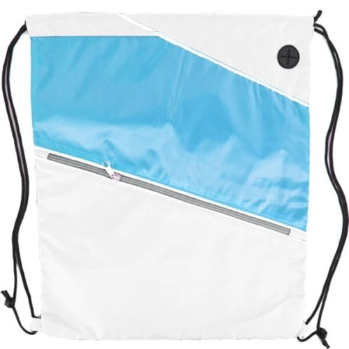 Tri color Front Zipper Drawstring Backpack w/ Headphone Jack