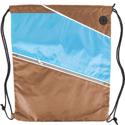 Tri color Front Zipper Drawstring Backpack w/ Headphone Jack