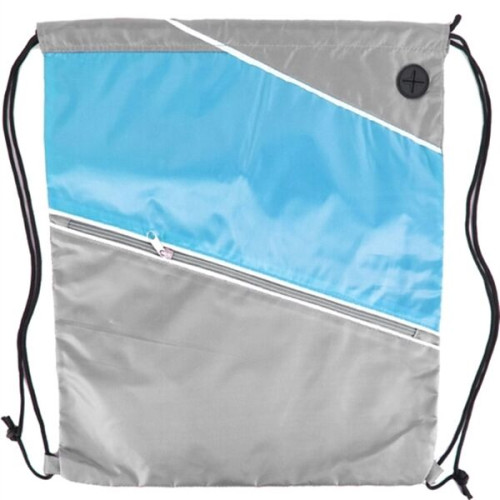 Tri color Front Zipper Drawstring Backpack w/ Headphone Jack