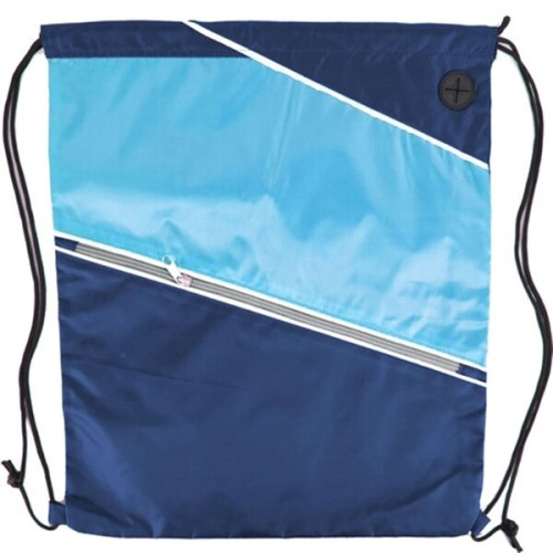 Tri color Front Zipper Drawstring Backpack w/ Headphone Jack