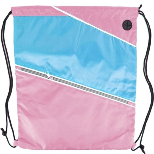 Tri color Front Zipper Drawstring Backpack w/ Headphone Jack