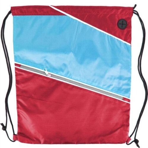 Tri color Front Zipper Drawstring Backpack w/ Headphone Jack