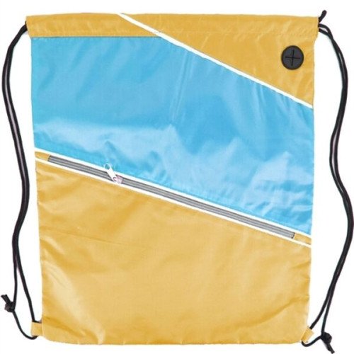 Tri color Front Zipper Drawstring Backpack w/ Headphone Jack