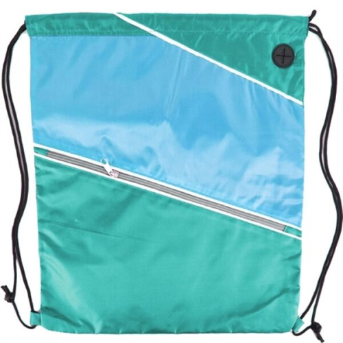 Tri color Front Zipper Drawstring Backpack w/ Headphone Jack
