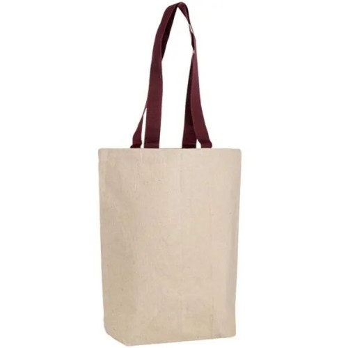 12 oz.Classic Canvas Tote Bag w/ Colored Handles (15" X 16")