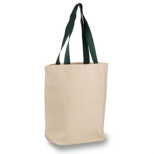 12 oz.Classic Canvas Tote Bag w/ Colored Handles (15" X 16")