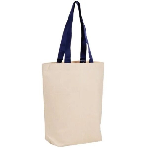 12 oz.Classic Canvas Tote Bag w/ Colored Handles (15" X 16")