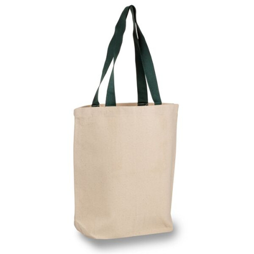 12 oz.Classic Canvas Tote Bag w/ Colored Handles (15" X 16")