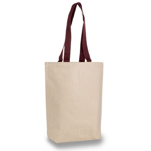 12 oz.Classic Canvas Tote Bag w/ Colored Handles (15" X 16")