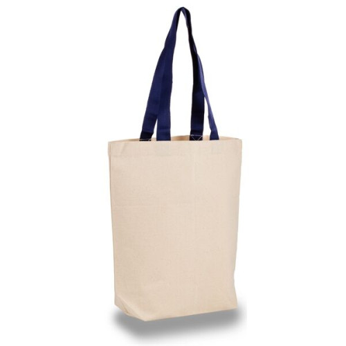 12 oz.Classic Canvas Tote Bag w/ Colored Handles (15" X 16")