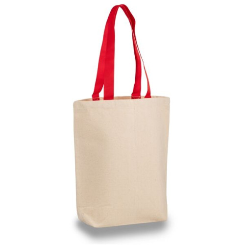 12 oz.Classic Canvas Tote Bag w/ Colored Handles (15" X 16")