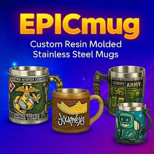 EpicMug Fully Custom Resin Design Mugs with Stainless Steel