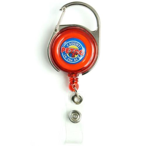 Transparent Retractable Carabiner Badge Reel w/ Belt Clip