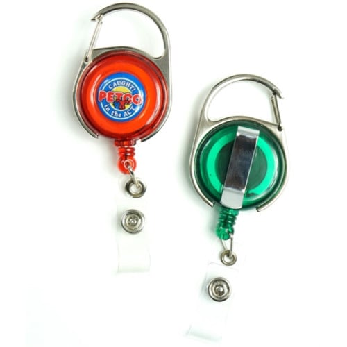 Transparent Retractable Carabiner Badge Reel w/ Belt Clip