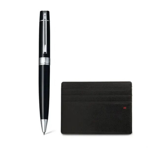 SHEAFFER® Gift Set Black 300 Ballpoint Pen w/ Card Holder