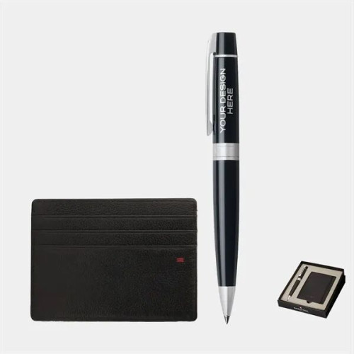 SHEAFFER® Gift Set Black 300 Ballpoint Pen w/ Card Holder