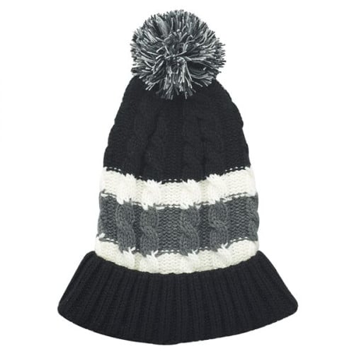 Two-Tone Knitted Beanie w/ Custom Embroidery PomPom Beanies