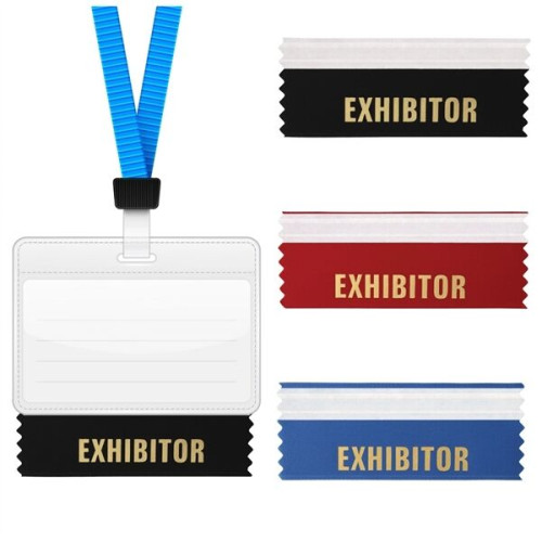 Exhibitor 4"L x 1.625"W Badge Ribbons