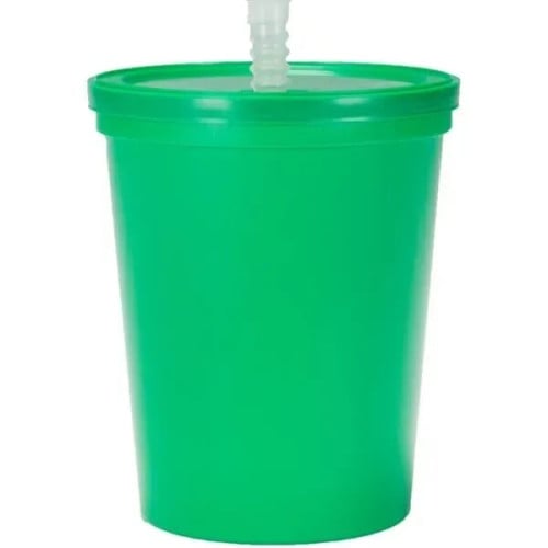 16 oz. USA made Stadium Cup w/ Lid & Straw BPA FREE Recycled