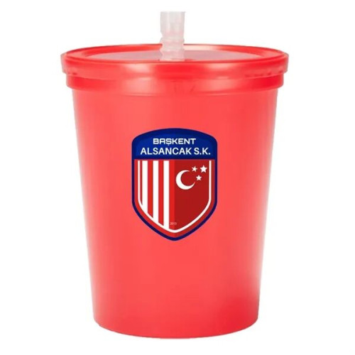 16 oz. USA made Stadium Cup w/ Lid & Straw BPA FREE Recycled