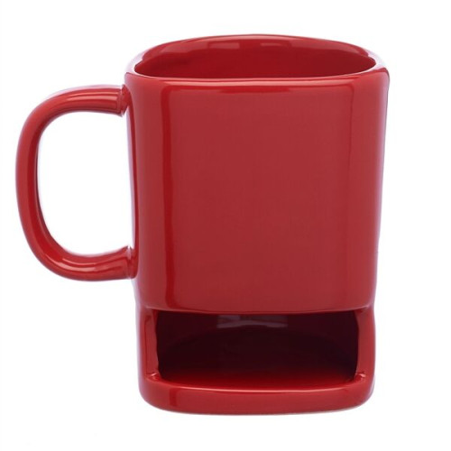 Glossy Ceramic Coffee Mug w/ Cookie Holder 7 oz.