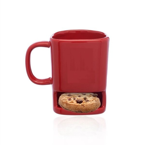 Glossy Ceramic Coffee Mug w/ Cookie Holder 7 oz.
