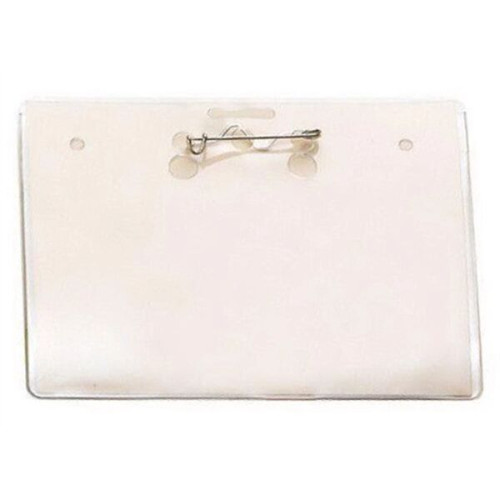 Horizontal Vinyl Badge Holder with Safety Pin