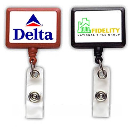 Jumbo Rectangle Custom Badge Reels w/ Belt Clip backing