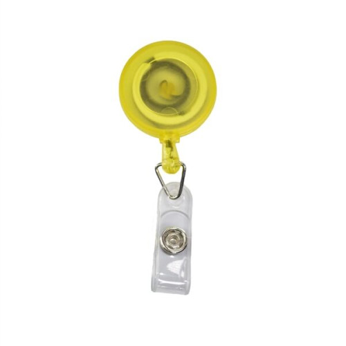 Transparent Retractable Round Badge Reel w/ Belt Clip