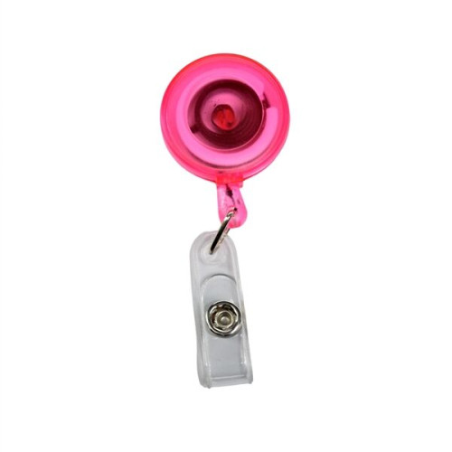 Transparent Retractable Round Badge Reel w/ Belt Clip