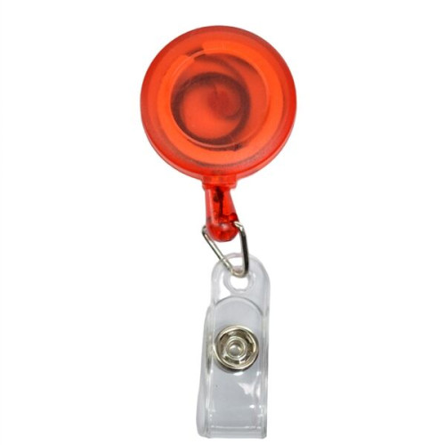 Transparent Retractable Round Badge Reel w/ Belt Clip