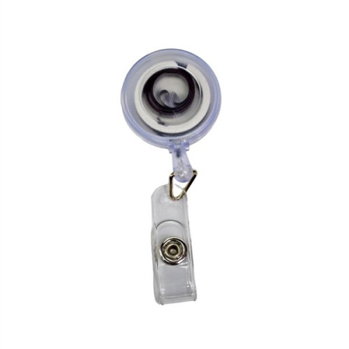 Transparent Retractable Round Badge Reel w/ Belt Clip