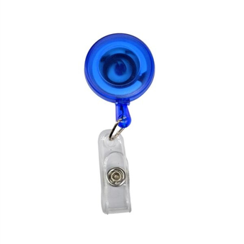 Transparent Retractable Round Badge Reel w/ Belt Clip