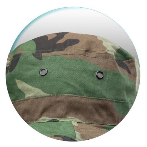 Foldable Cotton Bucket Hat with Camouflage and Draw Cord