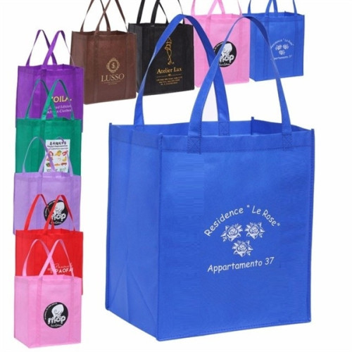 Grocery Non Woven Gusset Tote Bag USA Decorated (12"X13"X8")