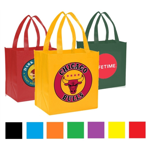 Grocery Non Woven Gusset Tote Bag USA Decorated (12"X13"X8")