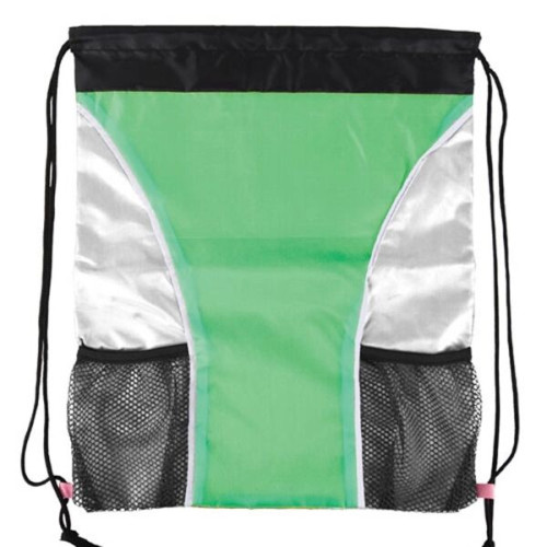 Dual Color Drawstring Bag w/ Two Water Bottle Holder