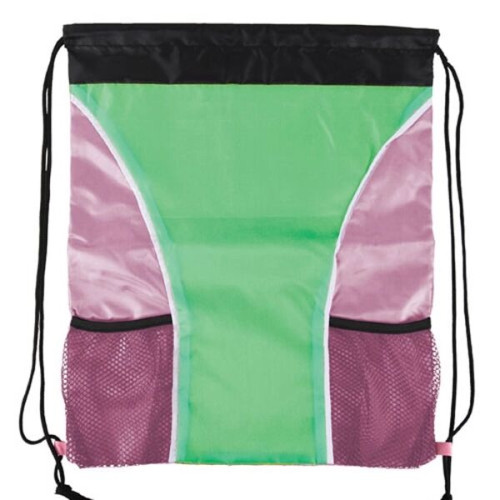 Dual Color Drawstring Bag w/ Two Water Bottle Holder